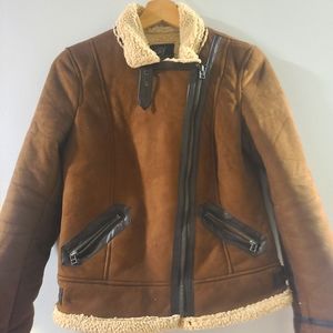Zara Suede Sherpa-lined jacket